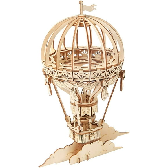 Build Your Own 3D Wooden Assembly Puzzle Wooden Craft Kit Hot Air Balloon Model Gift for Kids and Adults