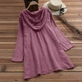 thumbnail image 3 of Womens Casual Button Plus Size Cotton Tops Tee Shirt Hooded Pocket Loose Blouse, 3 of 9