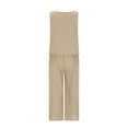 thumbnail image 5 of Moxiu 2 Piece Linen Sets for Women Tank Top Summer Casual Outfits Basic Solid Wide Leg Pants Matching Set Beach Vacation Clothes 2025 Beige,XXXL, 5 of 9