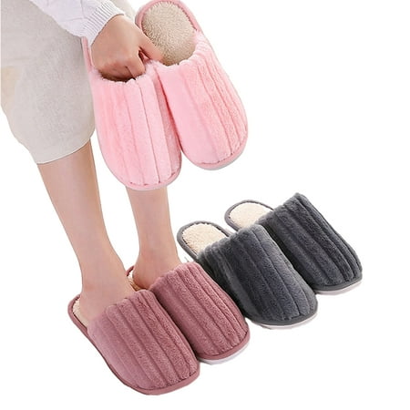 

KYAIGUO Couple Mens Women Cotton Slipper Soft Warm House Slippers Cozy Plush for Indoor Outdoor Winter Bedroom Shoes Size 5-9.5
