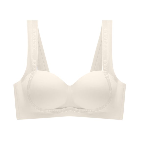 REORIAFEE Push up Sports Bras for Women Plus Size Gathered Everyday Bras Wirefree Bras Deep V Neck Comfy Corset Bra Wide Strap Bra Stretchy Seamless Smoothing Brassiere Anti-Sagging Bra