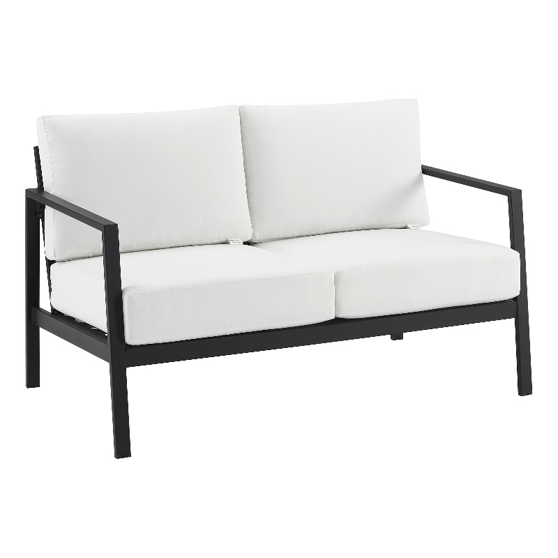Linon Turner Metal Outdoor Loveseat in Natural