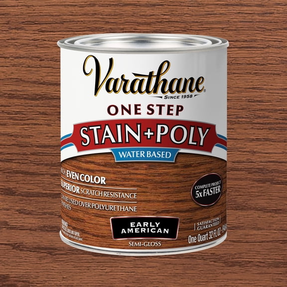 Early American, Varathane One Step Interior Wood Stain   Polyurethane, Semi-Gloss -336361, Quart