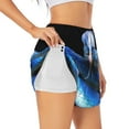 thumbnail image 2 of Disketp Blue Viper Snake Print Women's Shorts Workout Shorts for Athletic Gym Running Shorts with Phone Pockets Large, 2 of 8