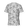 thumbnail image 3 of Yiaed Pandas Between Clouds and Stars Print Mens Short Sleeve Tight Fit T-Shirt, Crewneck Casual Tee-Small, 3 of 5