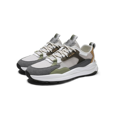 

GENILU Men Lightweight Fashion Casual Sneaker Round Toe Running Lace Up Sneakers Apricot 9