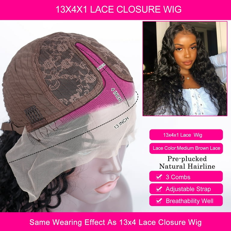 SEXYCAT Water Wave 13x4 T Part Lace Front Wigs For Black Women Human Hair Pre Plucked with Baby Hair 180 Density Brazilian Virgin Hair 16Inch Walmart