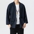 thumbnail image 5 of Casual Jackets for Men 2025 Japanese Lightweight Loose Linen Cardigan Jacket with Pockets Outerwear Coat, 5 of 7