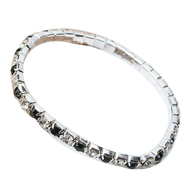 Flmtop Bracelet de Luxe pour Femmes, Rangée Simple, Incrusté de Strass, Bracelet Élastique, Bijou