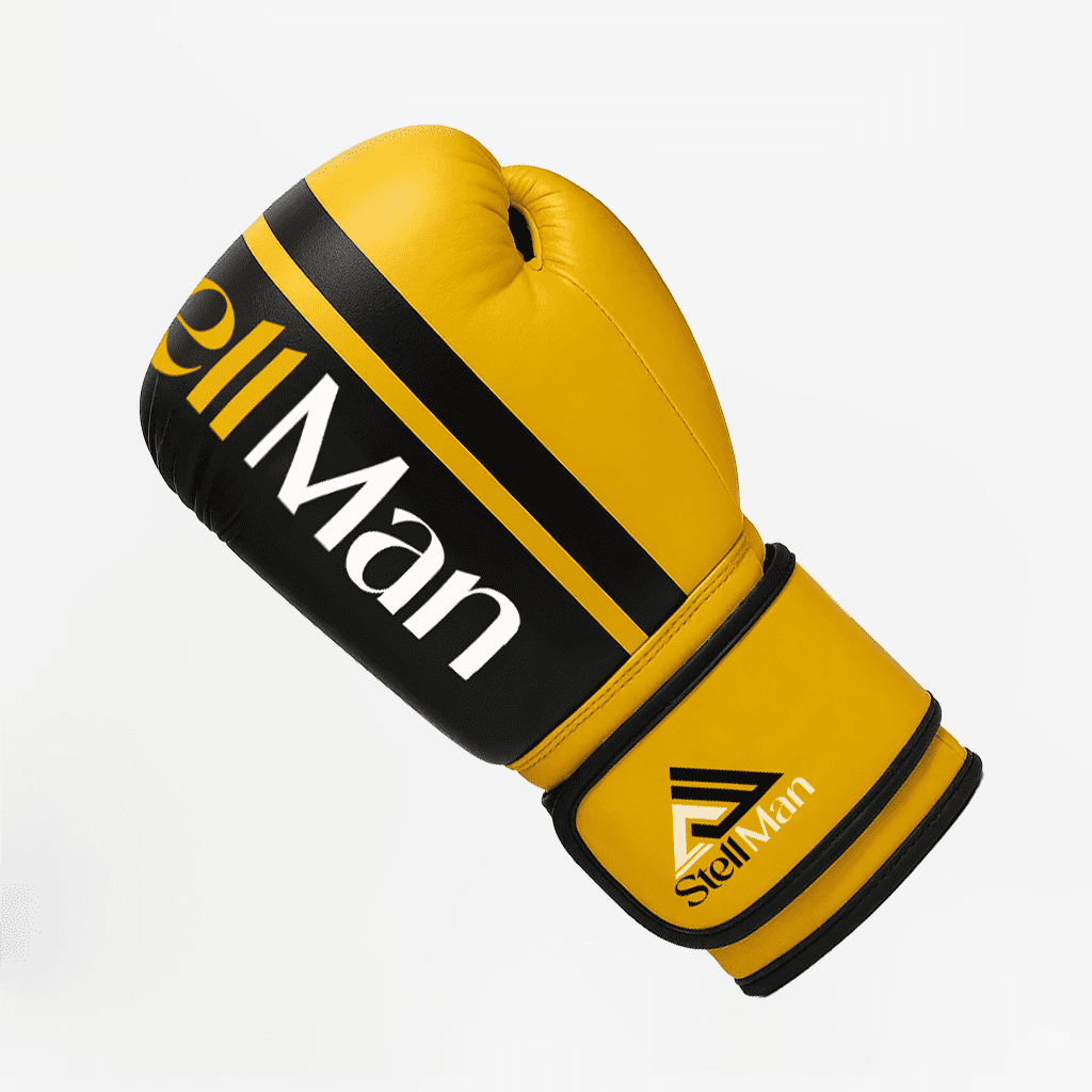 StellMan Boxing Gloves for Training Sparring and Kickboxing – Yellow and Black PU Leather Gloves for Men and Women with Wrist Support and Foam Protection – Dual Color Design