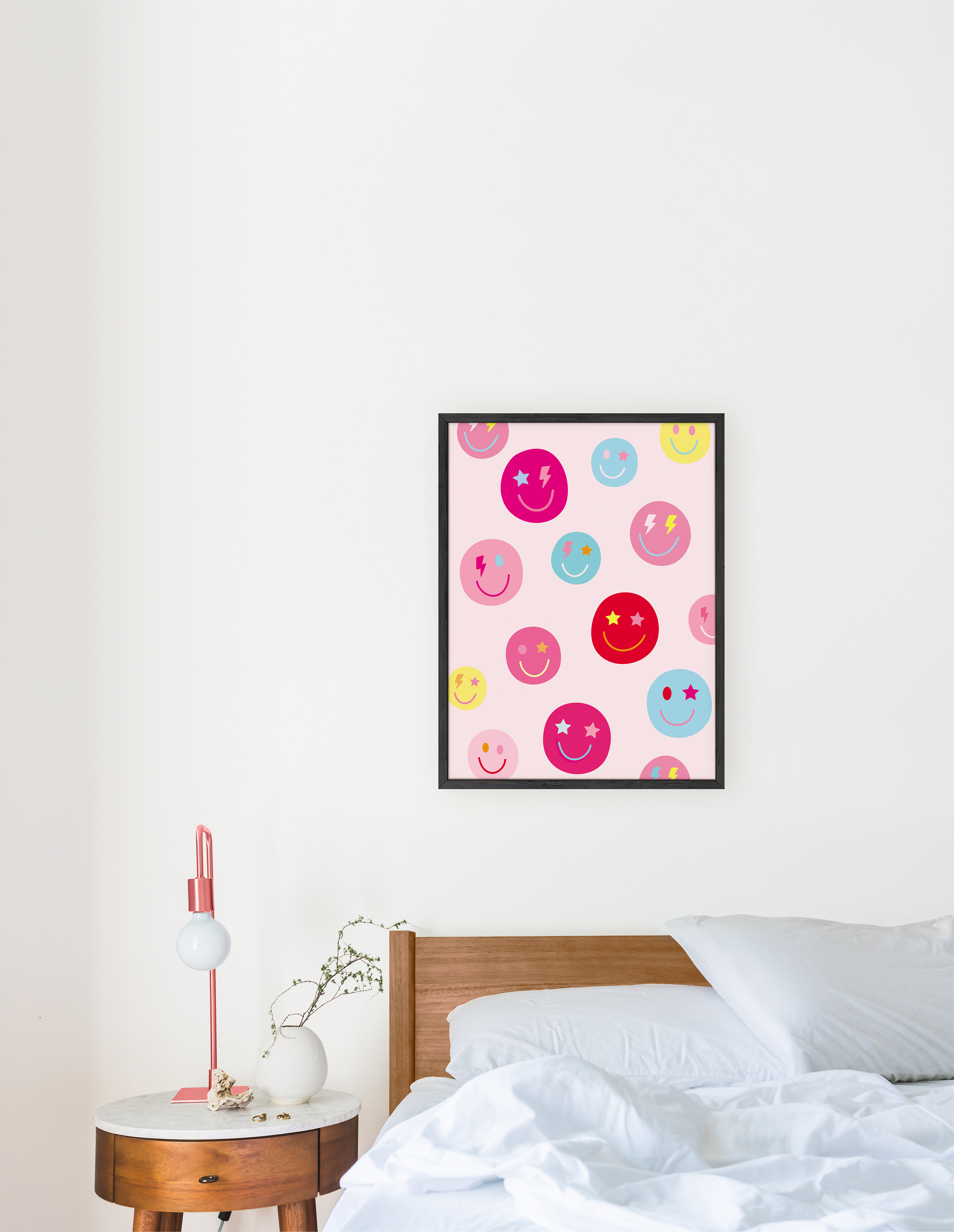 Haus and Hues Smiley Face Poster Preppy Wall Art Pink Posters For Room  Aesthetic Posters for Teen Girls Preppy Paintings 12”x16”