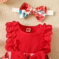 thumbnail image 4 of Atogsazn Baby Girl Clothes Newborn Romper Dress Infant Lace Ruffle Sleeveless Summer Outfits with Headband Red 9-12 Months on Clearance, 4 of 6