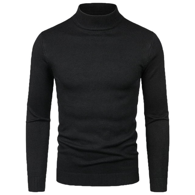 CEHVOM Chandail en Tricot à Col Montant Mi-Haut Décontracté pour Homme, Couleur Unie, Manches Longues, Chandail, Haut, Manteau de Base, Solde