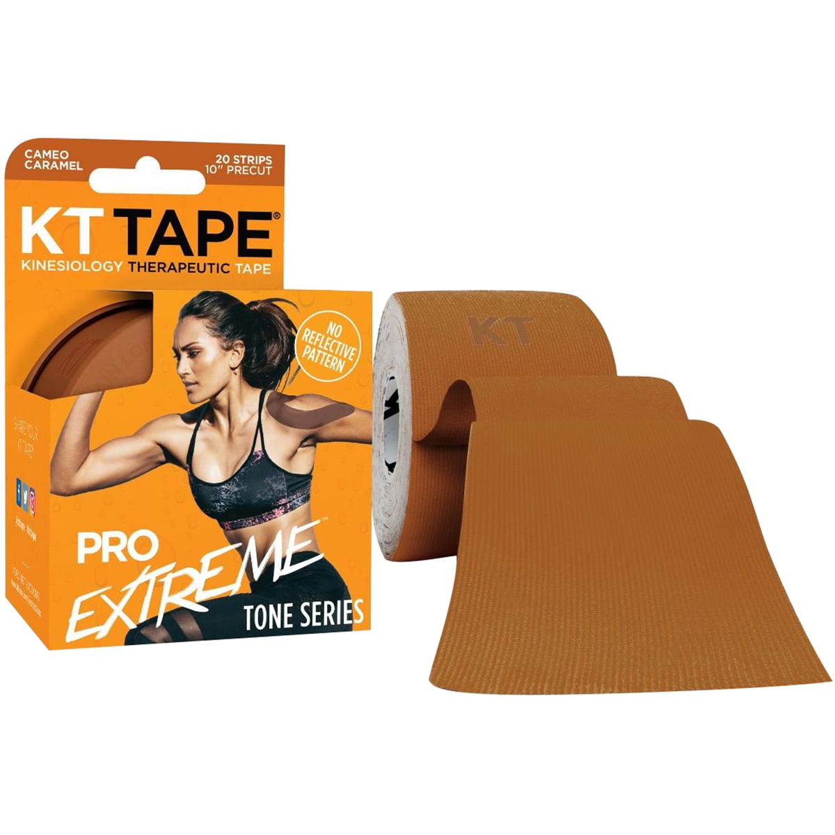 KT Tape Pro Extreme Tone Series 10' Precut Roll - 20 Strips - Cameo Caramel