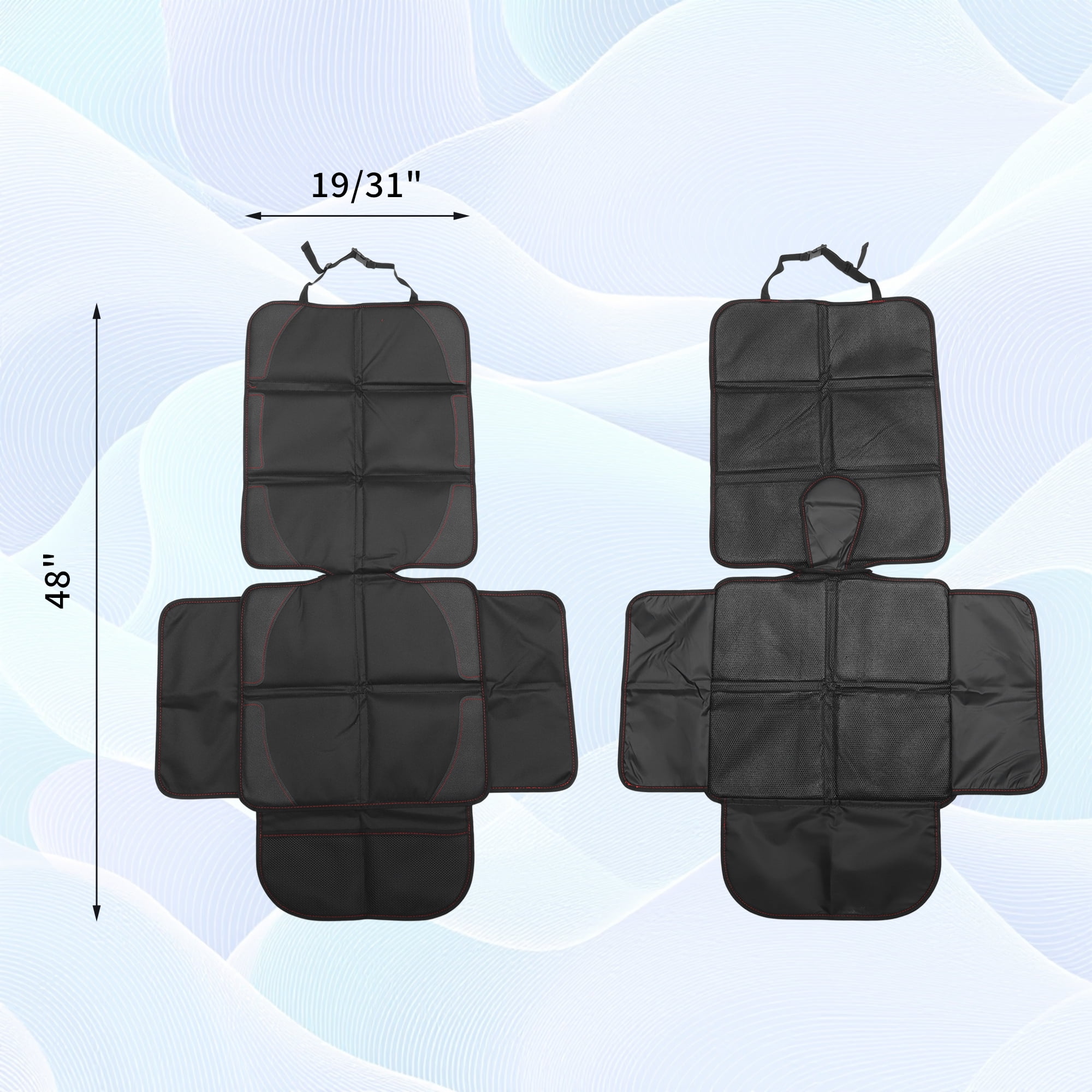 Unique Bargains Car Seat Cover, Universal Car Seat Protector with Side Pockets, Soft Padded Cushion for Baby Safety, Durable and Waterproof, Black Red, 1 Pc