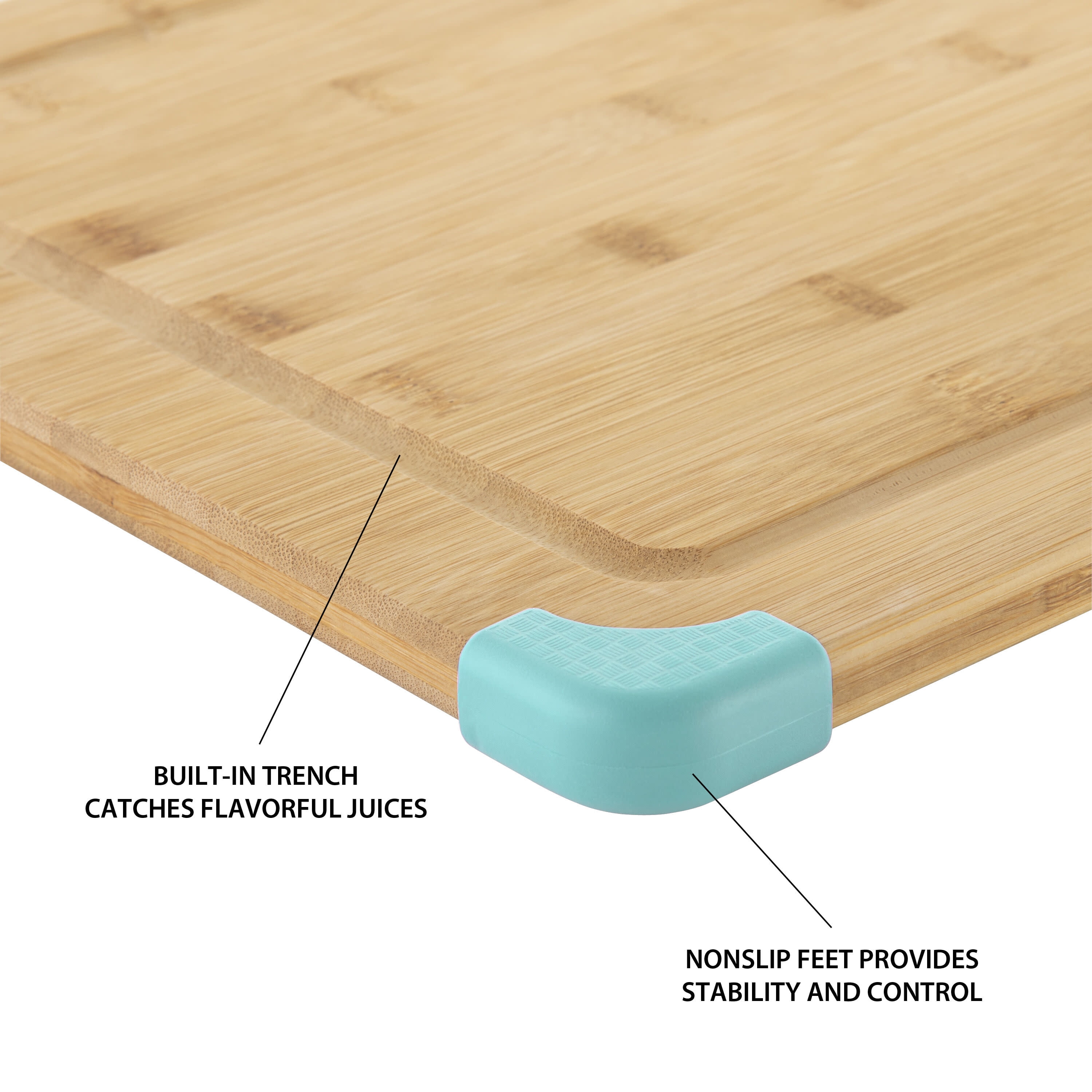 Non-Slip Bamboo Cutting Board, Blue Sold by at Home