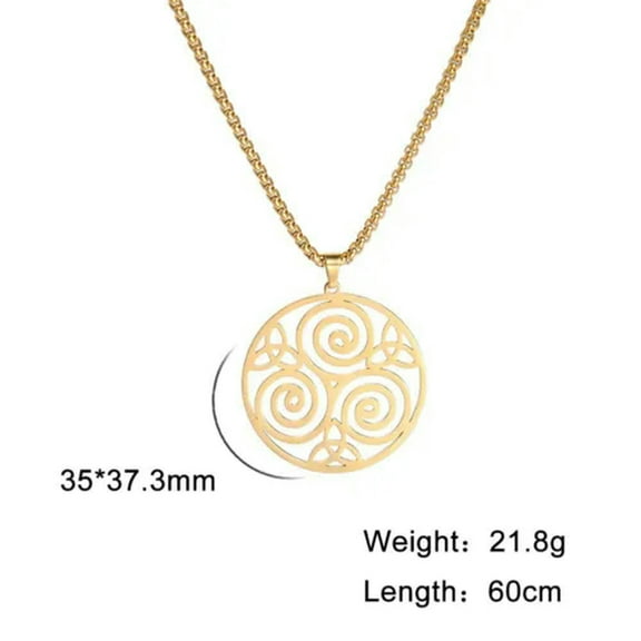 Triqueta Triple Spiral Pendant Necklace Stainless Steel Necklaces Viking Jewelry