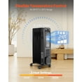 thumbnail image 3 of VEVOR Electric Oil Filled Radiator, 1500W Radiant Space Heater with LED Screen, Over-Heat Protections,24h Timer, Portable Handle Casters, Thermostat,Remote Control for Indoor Use,Black, 3 of 9