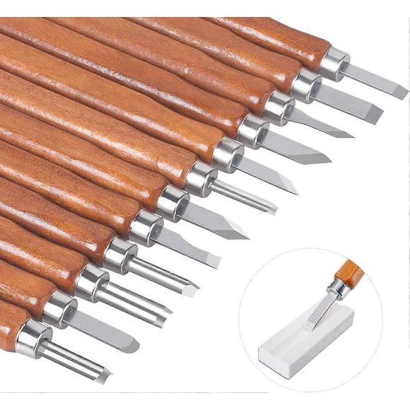 12pcs Wood Carving Tools Kit, Wood Chisel Wood Carving Knife Handmade DIY Woodworking