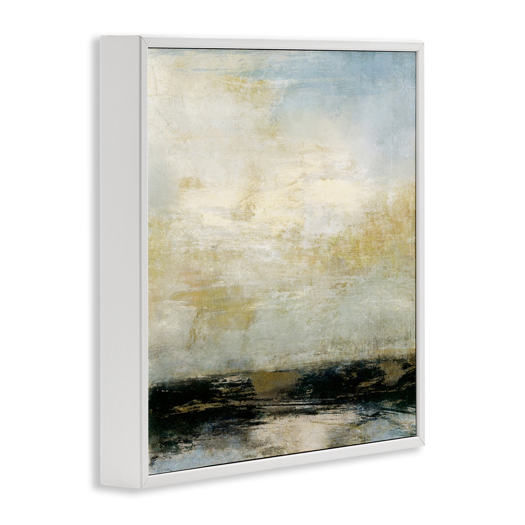Stupell Industries Abstract Paint Streak Landscape Landscape Painting White Framed Art Print Wall Art, 12 x 12