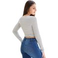 thumbnail image 2 of GHSDFBB Women's Basic Round Neck Long Sleeve Crop Top, 2 of 7