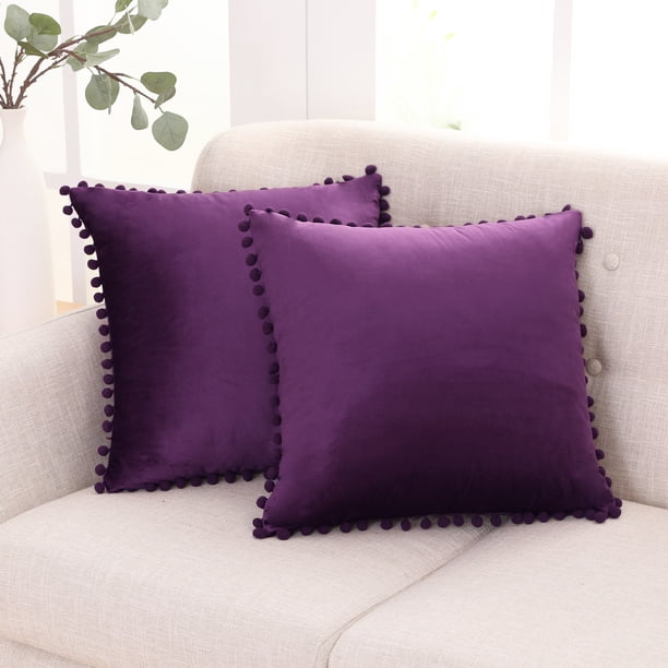 Deconovo Set of Throw Pillow Cover Large Cushion Covers with Pom