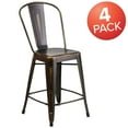 thumbnail image 3 of Flash Furniture Blake Commercial Grade 4 Pack 24" High Distressed Copper Metal Indoor-Outdoor Counter Height Stool with Back, 3 of 13