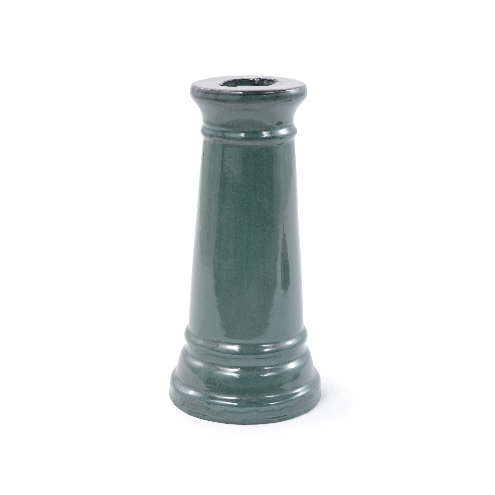 Ceramic Pedestal Bird Bath for Outdoor Garden, 12.4 Inch Diameter Vintage Forest Green Birdbath, Tall Backyard Patio Wild Bird Water Feeder Yard Decor