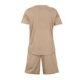 thumbnail image 4 of Domuza Mens 2 Piece Short Set Casual Tee Shirt Drawstring Shorts Set Summer Athletic Jogging Tracksuits Khaki 2XL, 4 of 5
