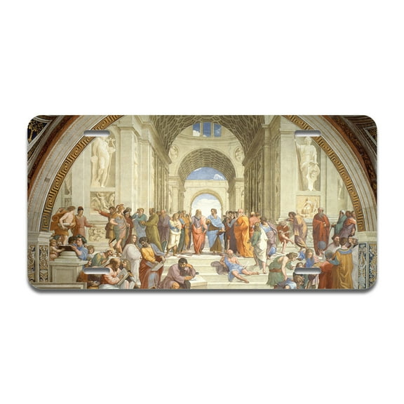 School Of Athens Aluminum License Plate| License Plate 12" X 6" Fits Any Car, Truck, SUV, RV, or Trailer | Made in The USA