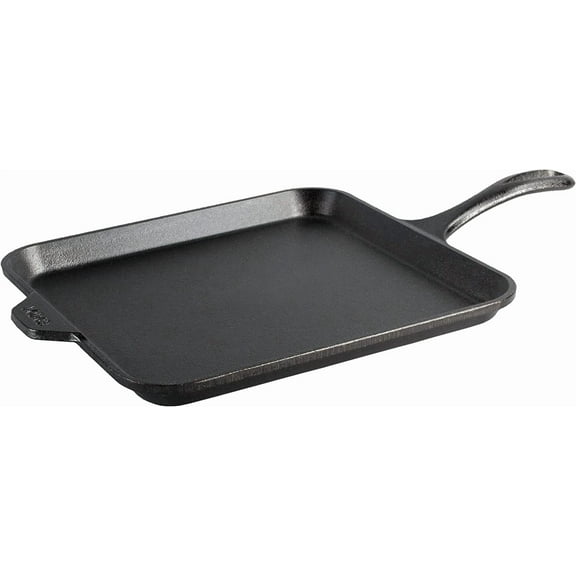 YANGLI 11-Inch Cast Iron Square Griddle | Pre-Seasoned & Naturally Nonstick, Even Heat Distribution, Versatile Stovetop Use