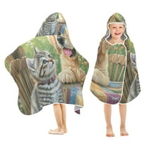 YAZAOO Towels Kids Hooded Beach Towel Paw-sitive Pals Pool Bath Towel Soft