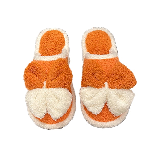 Tuphregyow Colorful Bowknot Women's Cotton Slippers, Cute Plush Soft Sole Slippers, Cozy Indoor and Outdoor Comfort, Ideal for Home and Office Orange 40-41