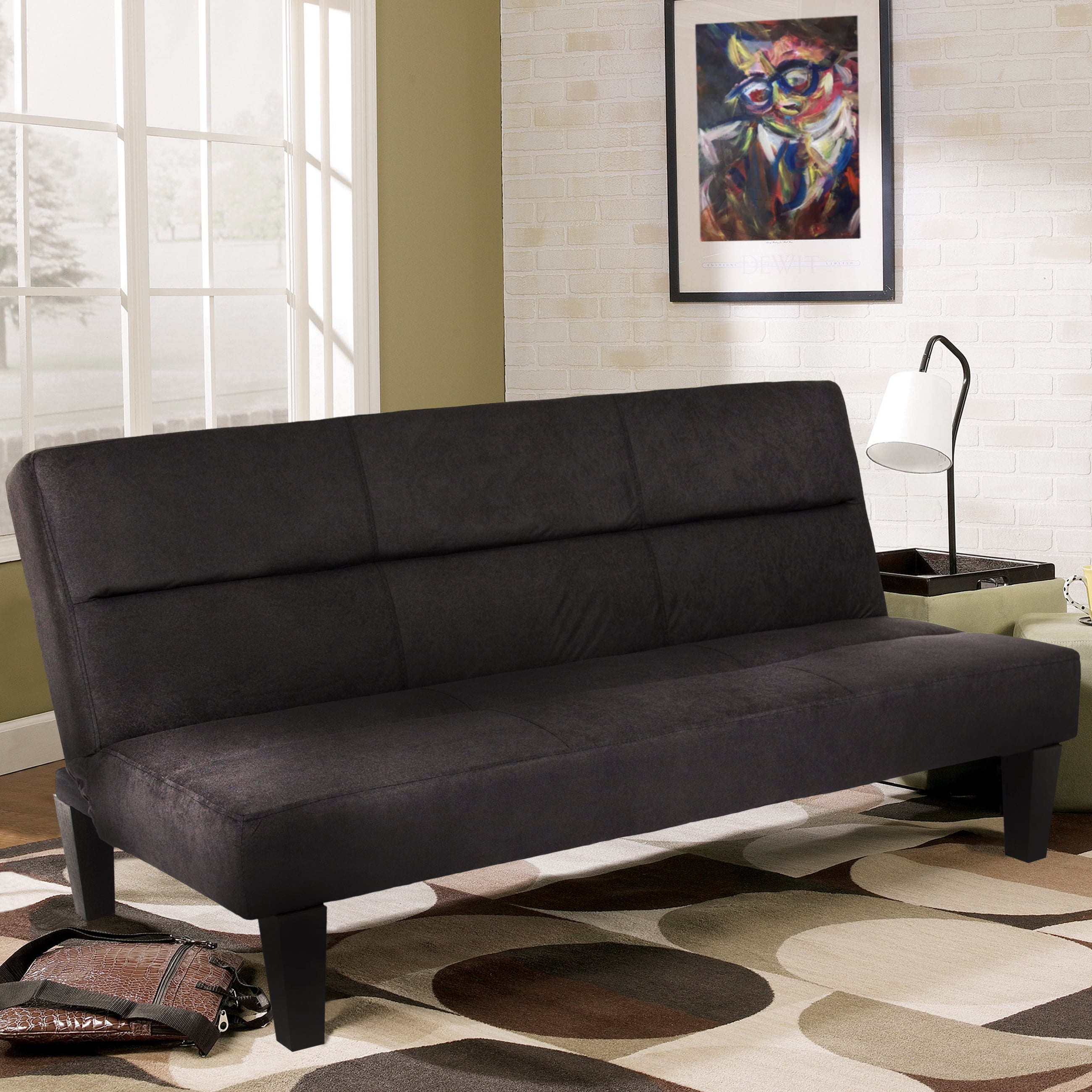 Best Choice Products Microfiber Futon Folding Couch Sofa Black