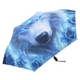 thumbnail image 2 of White Wolf Roses with Blue Flame All Weather Umbrella Triple Folding Parasol 6 Ribs UV Protection Portable, 2 of 8