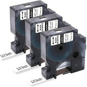 Freshworld Compatible Tape Replacement for Dymo D1 Labels Tape 45013 S0720530 Refill, Black on White,1/2 Inch x 23 Ft, Labeling Tape for Dymo LabelManager PnP 160 360D 280 420P 450 Duo Label Maker,3P