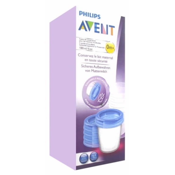 Avent Food Storage Cups for Maternal Milk Reusable 180ml 0 Months and   5 Cups