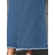 thumbnail image 5 of Falda de mezclilla maxi A Line de cintura alta INSPIRE CHIC para mujer, dobladillo deshilachado, falda de jeans casual L azul, 5 of 6