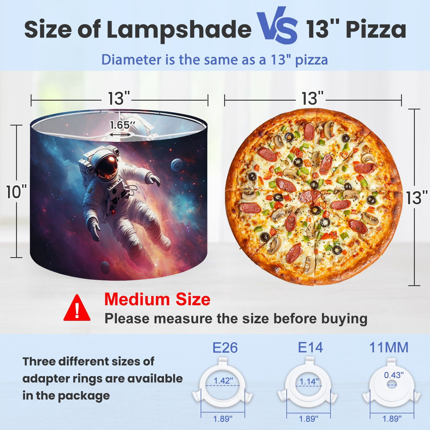 Space Lampshades 2 Pack Outer Space Planet Galaxy Space Astronaut Nebula Stars 13"x13"x10" Light Shade for Table Lamps Floor Lamps Drum Lamp Shades Lampshade Replacement Easy Assembly