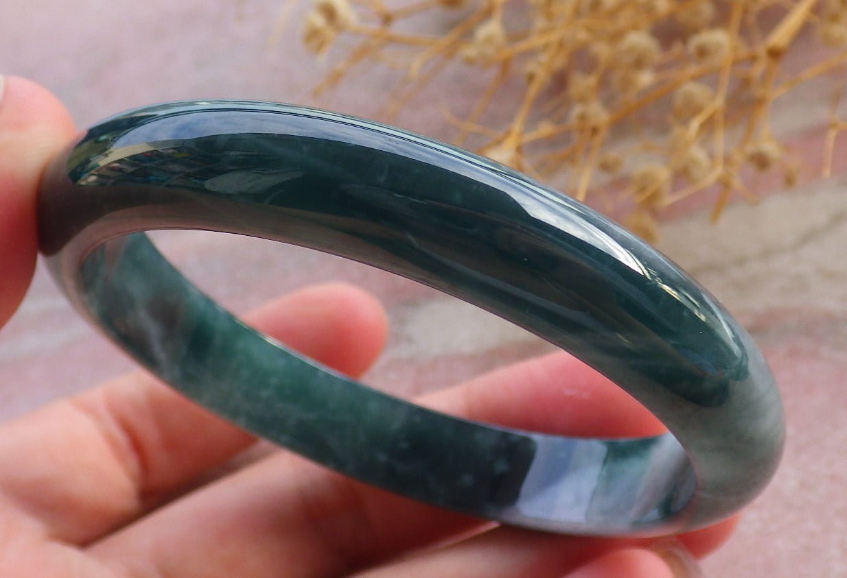 Icy Green Natural A JADE Jadeite Bangle Bracelet 60 mm 684200 TN