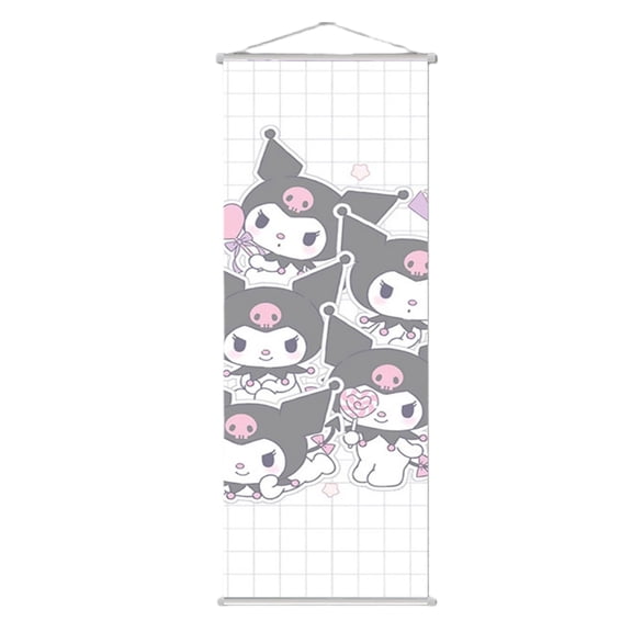 Anime Kuromi Wall Scroll, Posters Collection, Decorative Art Print with Hanging Accessories, 29.5" L x 9.8" W