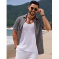 thumbnail image 4 of COOFANDY Men's Linen Textured Shirts Button Up Short Sleeve Casual Summer Shirts Beach Vacation Regular Fit Shirt, 4 of 6