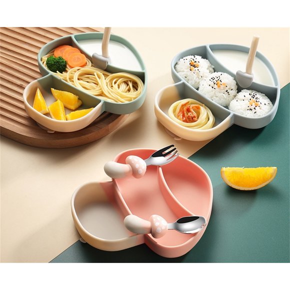 Fiudx Juego de Comedor de Aprendizaje para Bebés, Vajilla Segura y Duradera, Diseño Colorido y Divertido, Fácil de Limpiar, Perfecto para Uso En El Hogar y La Guardería, Incluye 1 Juego de Cubiertos,