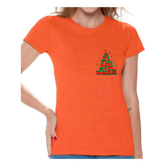 Awkward Styles Lit Christmas Tree Tshirt for Women Xmas Tree Shirt Ugly Christmas T Shirt Xmas Presents Tree Family Christmas Shirt Holiday Party Outfit Funny Christmas Shirts for Women Xmas Lit Shirt