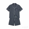 thumbnail image 7 of Vulcanodon Mens Cotton Pajama Short Set, Button Down Pajama Set for Men Plaid Men's Sleepwear(Plaid-Dark Blue, Large), 7 of 7