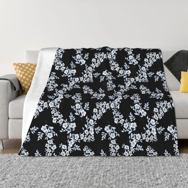 Balery Flower Manta de Franela con Dibujo, Lujo Ultra Suave y Cálido, Antipelusa y Resistente a las Arrugas para Cama, Sofá, Camping -50"x40"