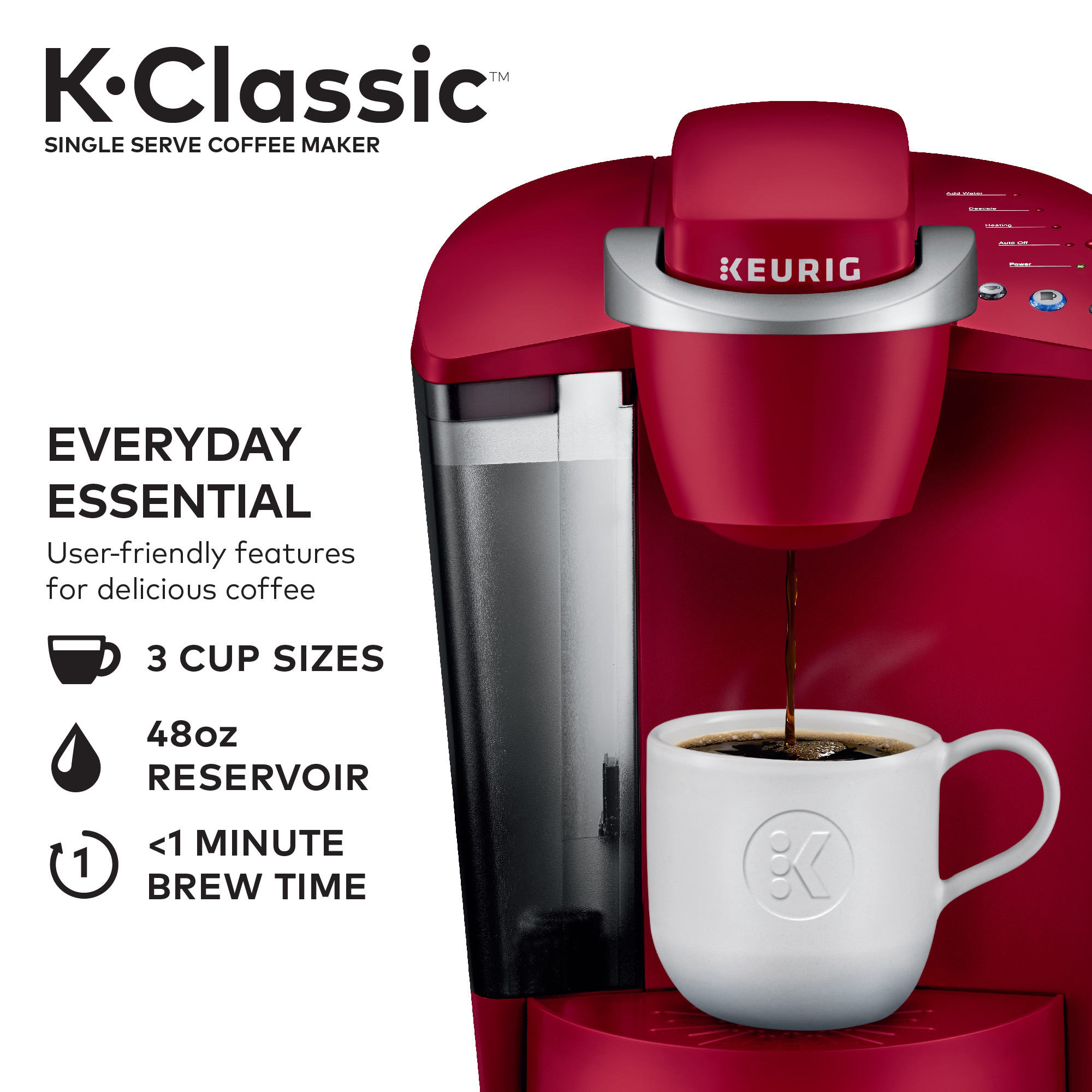 Keurig K-Classic Single Serve K-Cup Pod Coffee Maker, Rhubarb - image 3 of 17
