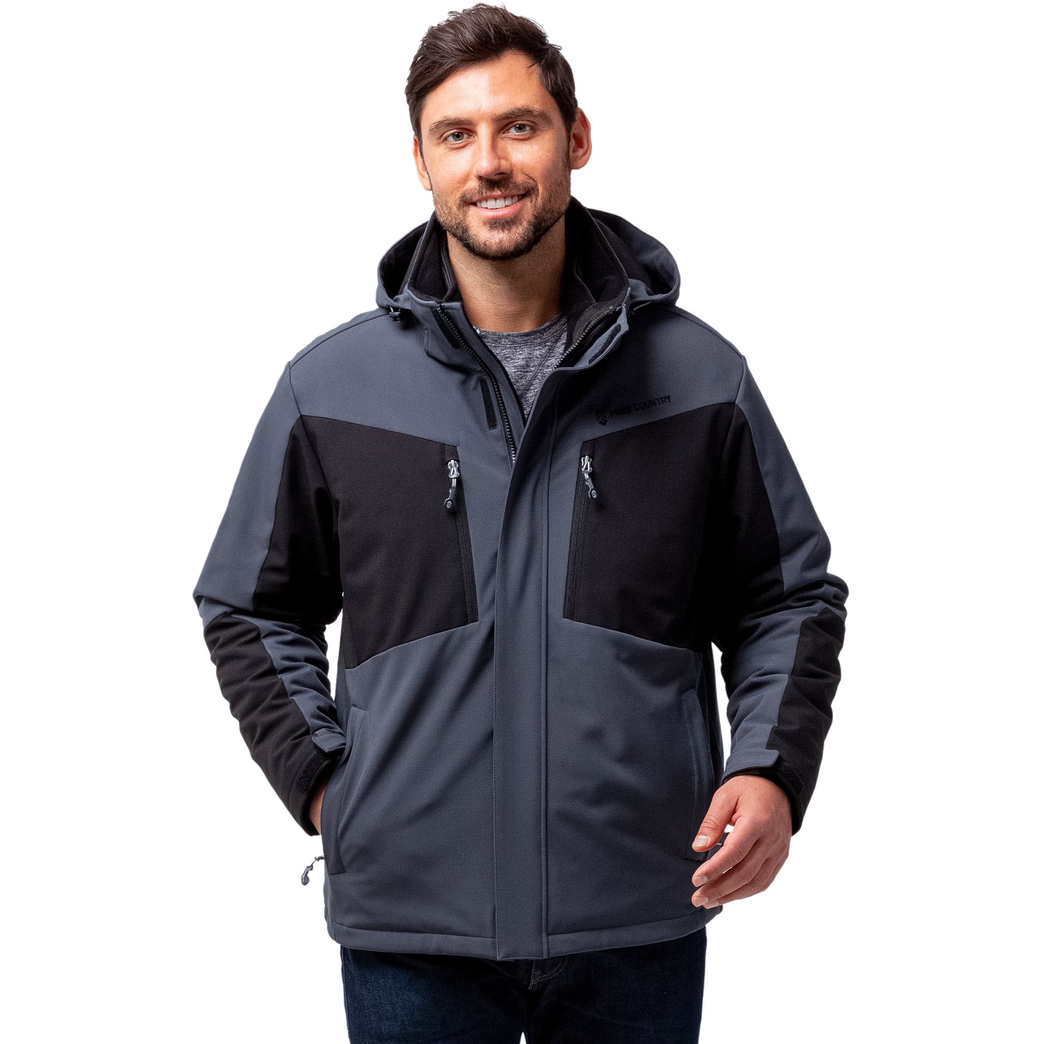 men's free country colorblock hooded jacket