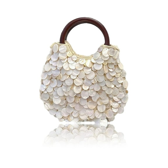Misright Shell Beaded Hoboes Handbag Clutches Purses Handmade Top Handle Evening Bag