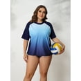 thumbnail image 4 of Alove Women's Plus Size Short Sleeve Swim Shirt Top Color Blocked UPF 50+ Rashguard, 4 of 6